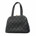 Chanel Handbag Quilted Caviar Leather Black Gold