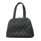 Chanel Handbag Quilted Caviar Leather Black Gold