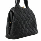 Chanel Handbag Quilted Caviar Leather Black Gold — view 2