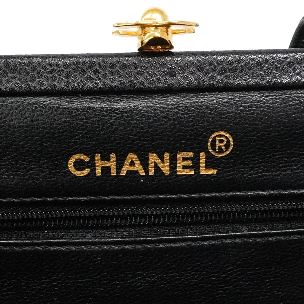 Chanel Handbag Quilted Caviar Leather Black Gold — view 5