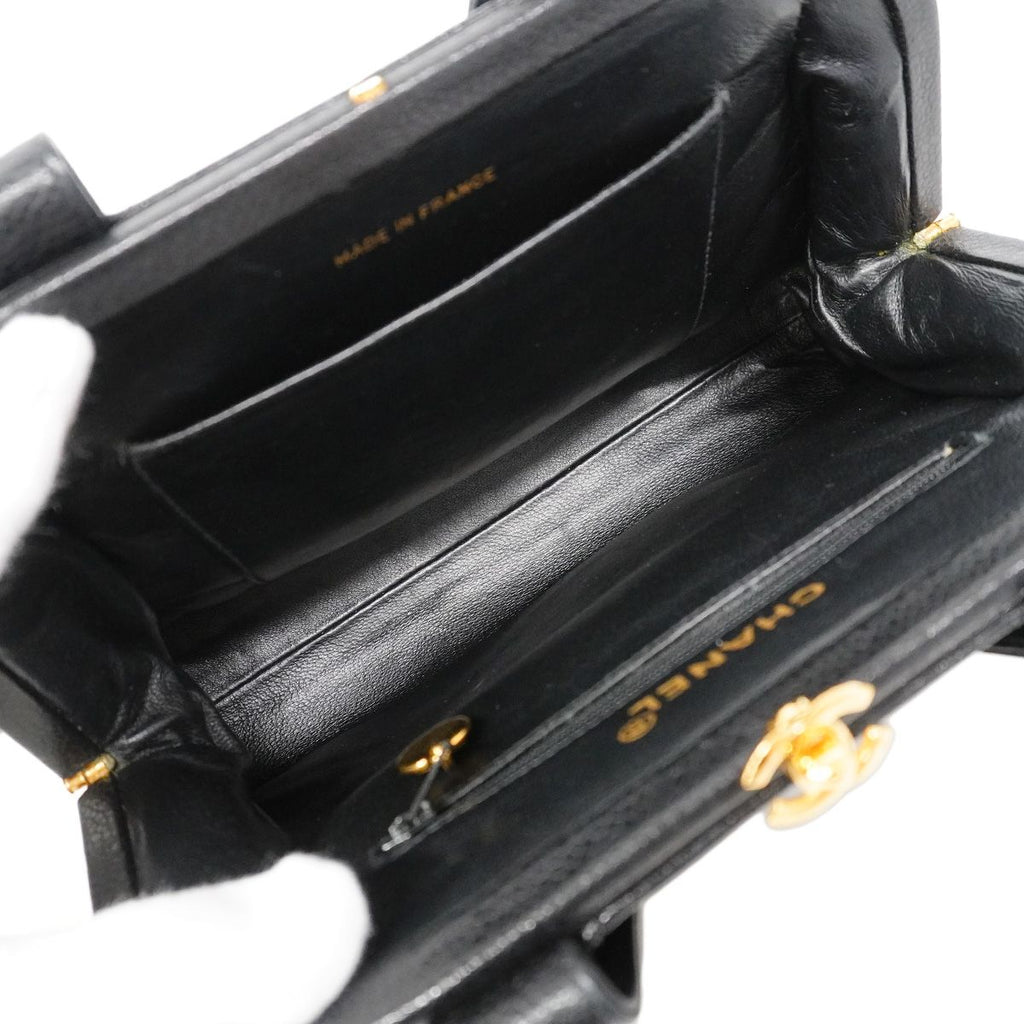 Chanel Handbag Quilted Caviar Leather Black Gold — view 4