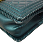 Chanel Shoulder Bag Boy Lambskin Blue Gold — view 6