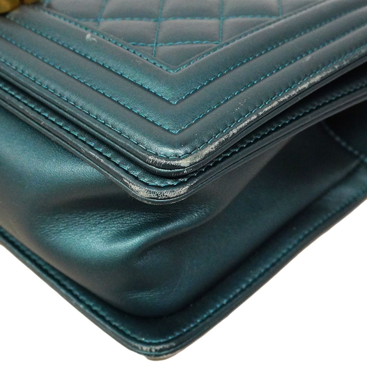 Chanel Shoulder Bag Boy Lambskin Blue Gold — view 6