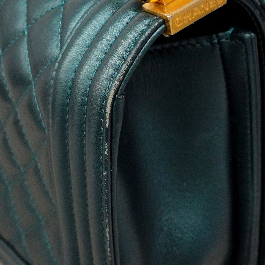 Chanel Shoulder Bag Boy Lambskin Blue Gold — view 7