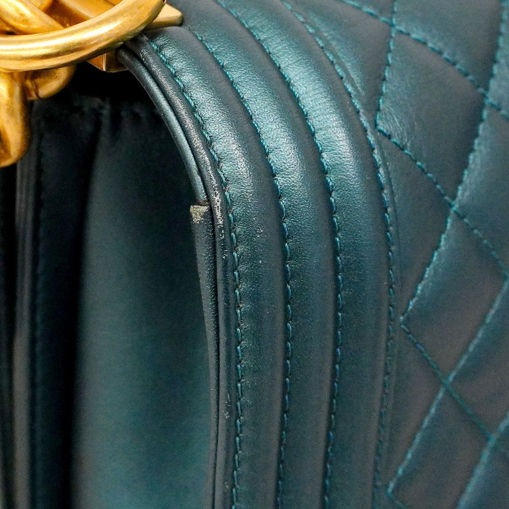 Chanel Shoulder Bag Boy Lambskin Blue Gold — view 8