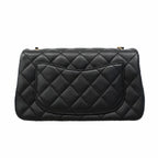 Chanel Shoulder Bag Quilted Lambskin Black Champagne Gold — view 8