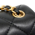 Chanel Shoulder Bag Quilted Lambskin Black Champagne Gold — view 6