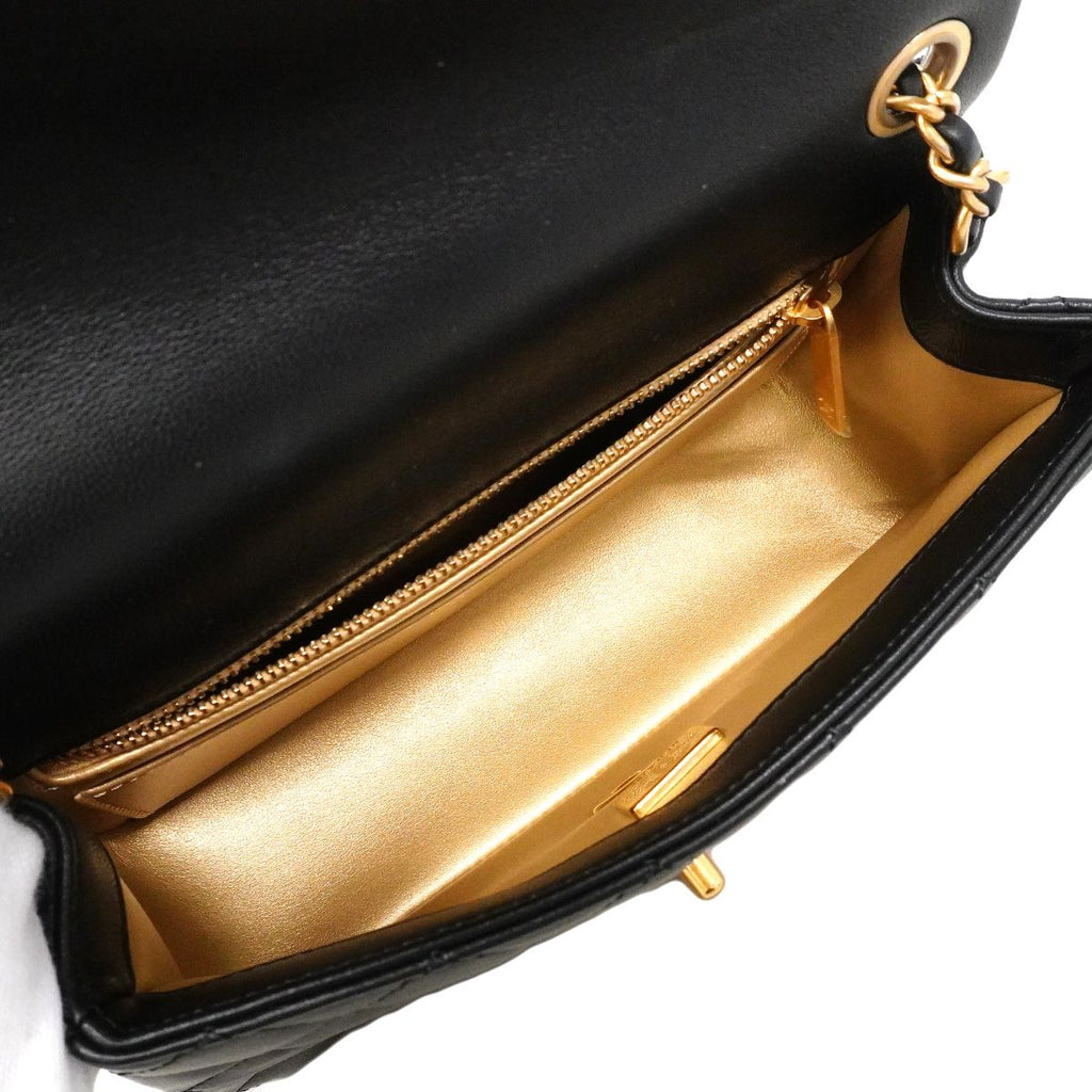 Chanel Shoulder Bag Quilted Lambskin Black Champagne Gold — view 4