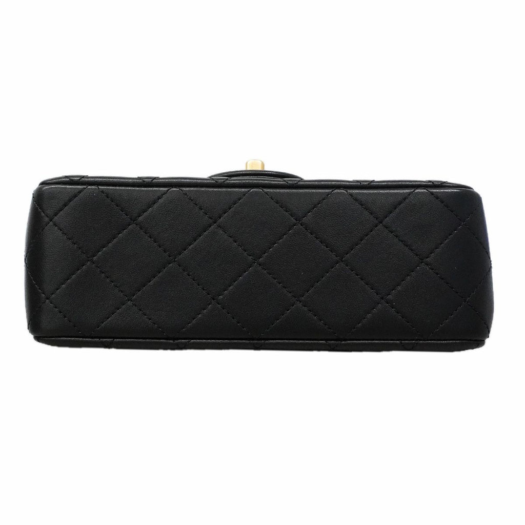 Chanel Shoulder Bag Quilted Lambskin Black Champagne Gold — view 3