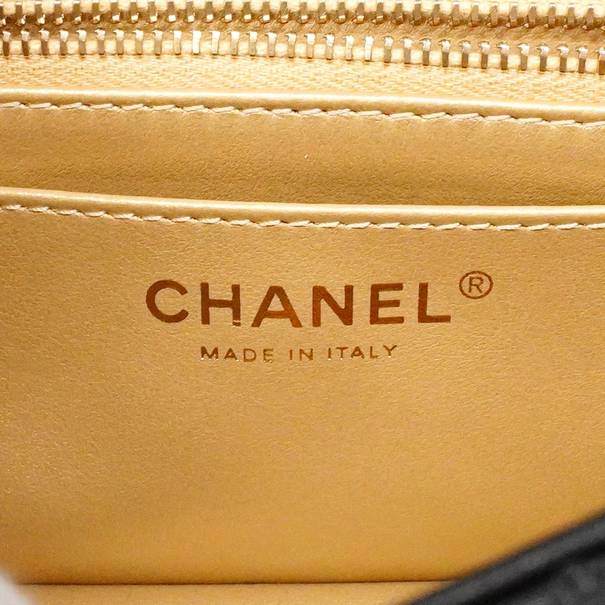 Chanel Shoulder Bag Quilted Lambskin Black Champagne Gold — view 5