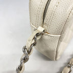 Chanel Shoulder Bag Quilted Caviar Leather Ivory Silver — view 8