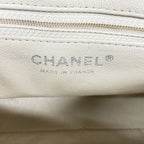 Chanel Shoulder Bag Quilted Caviar Leather Ivory Silver — view 5