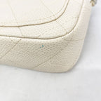 Chanel Shoulder Bag Quilted Caviar Leather Ivory Silver — view 6