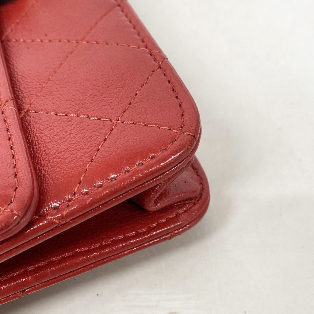 Chanel Wallet on Chain Quilted Leather Red Gold Shoulder Bag — view 6