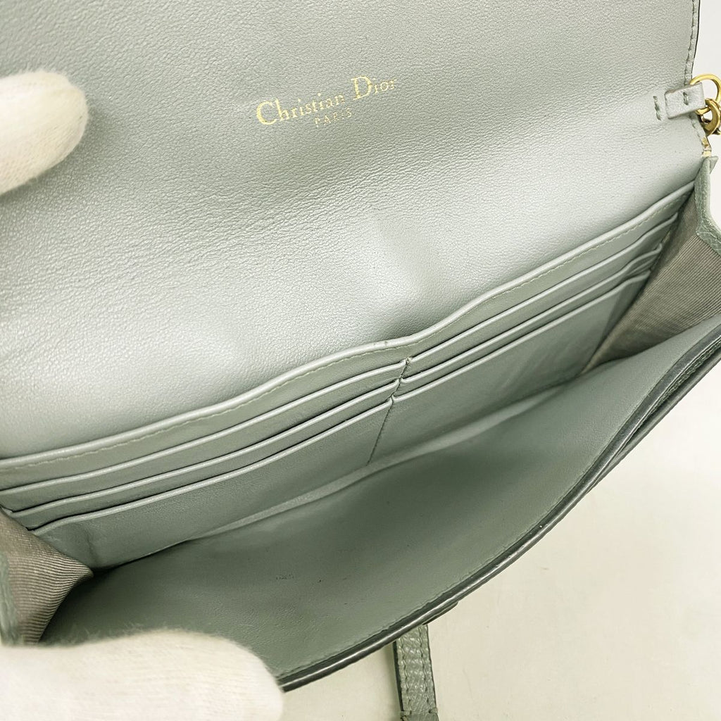 Dior Wallet on Chain Saddle Leather Gray Gold Shoulder Bag — view 4