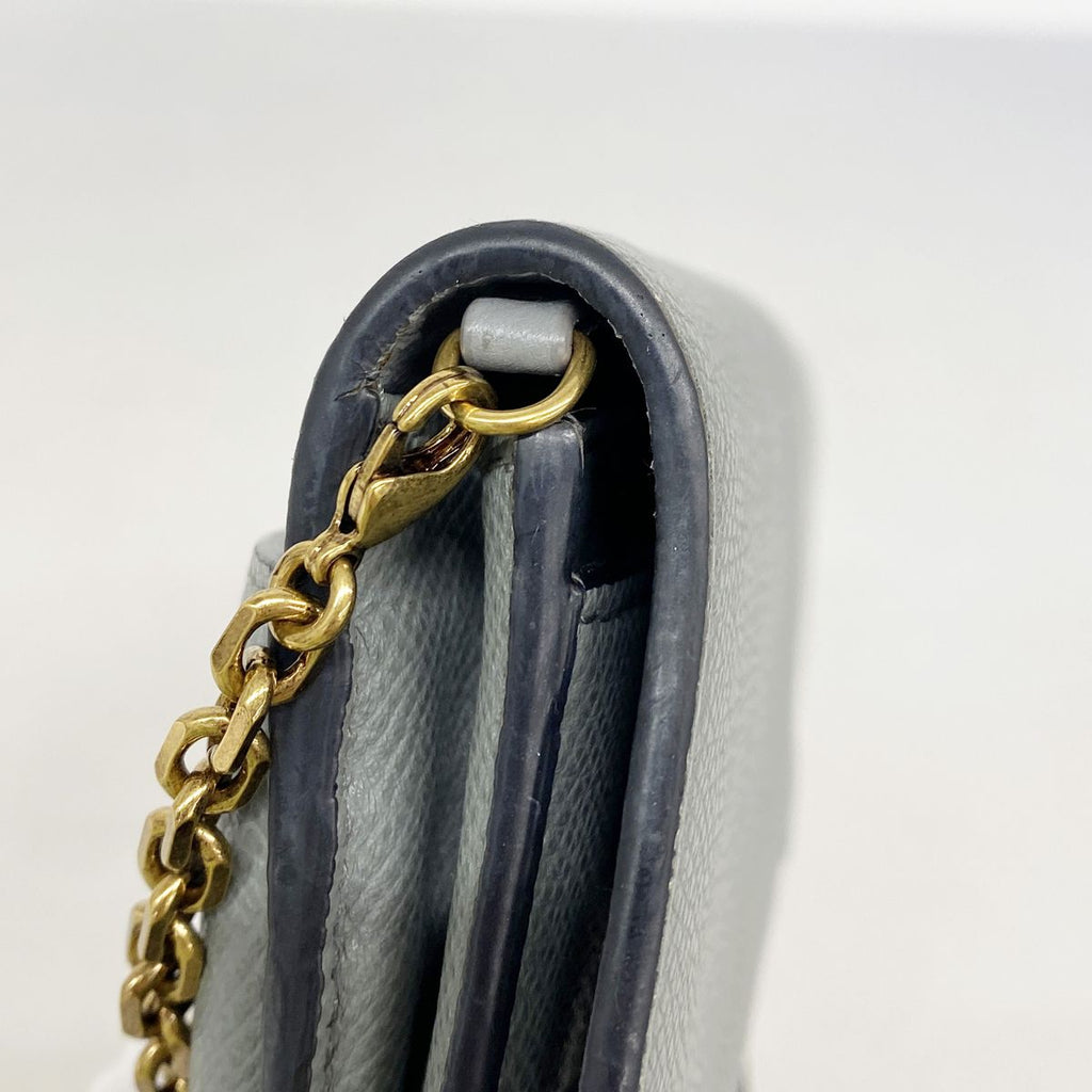 Dior Wallet on Chain Saddle Leather Gray Gold Shoulder Bag — view 8