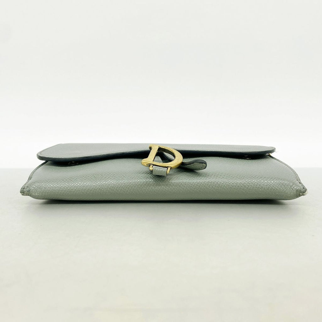 Dior Wallet on Chain Saddle Leather Gray Gold Shoulder Bag — view 3