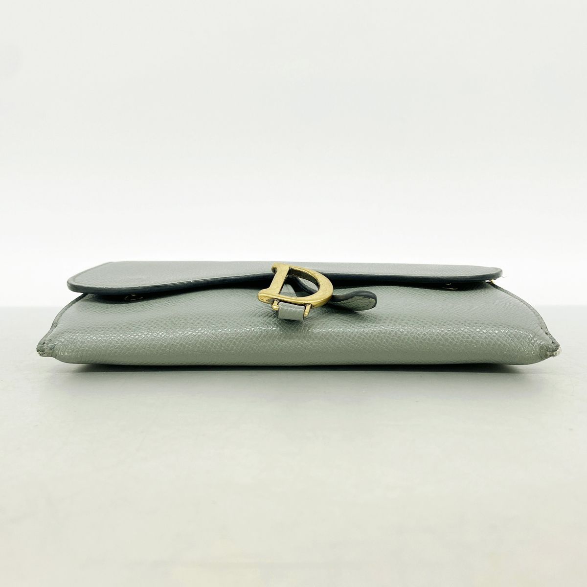 Dior Wallet on Chain Saddle Leather Gray Gold Shoulder Bag — view 3