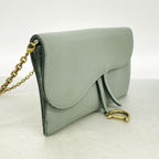 Dior Wallet on Chain Saddle Leather Gray Gold Shoulder Bag — view 2