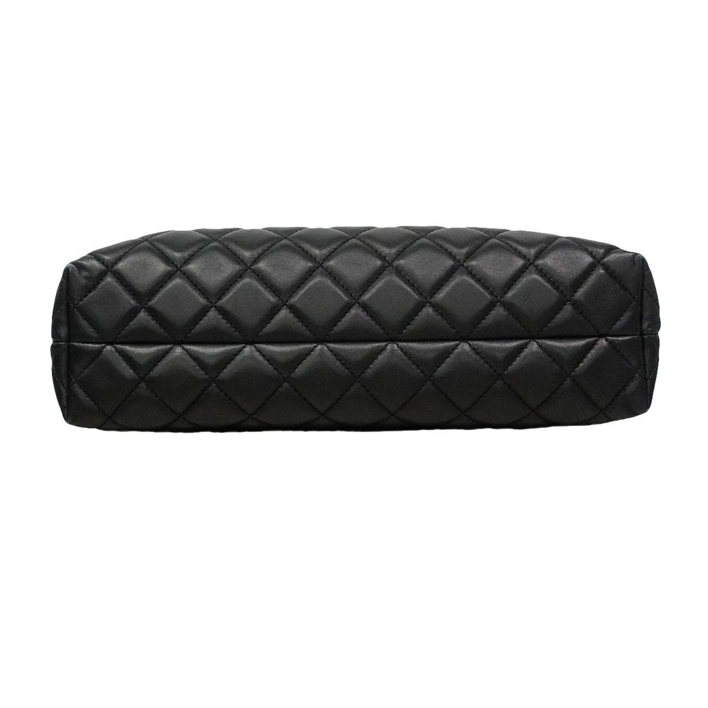 Chanel Tote Bag Quilted Lambskin Black Silver — view 3