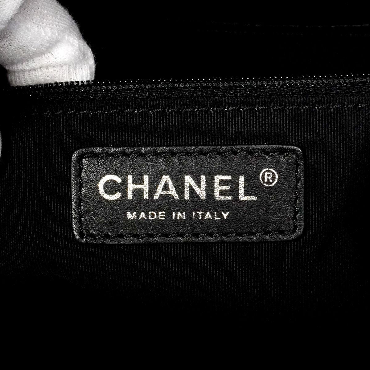 Chanel Tote Bag Quilted Lambskin Black Silver — view 5