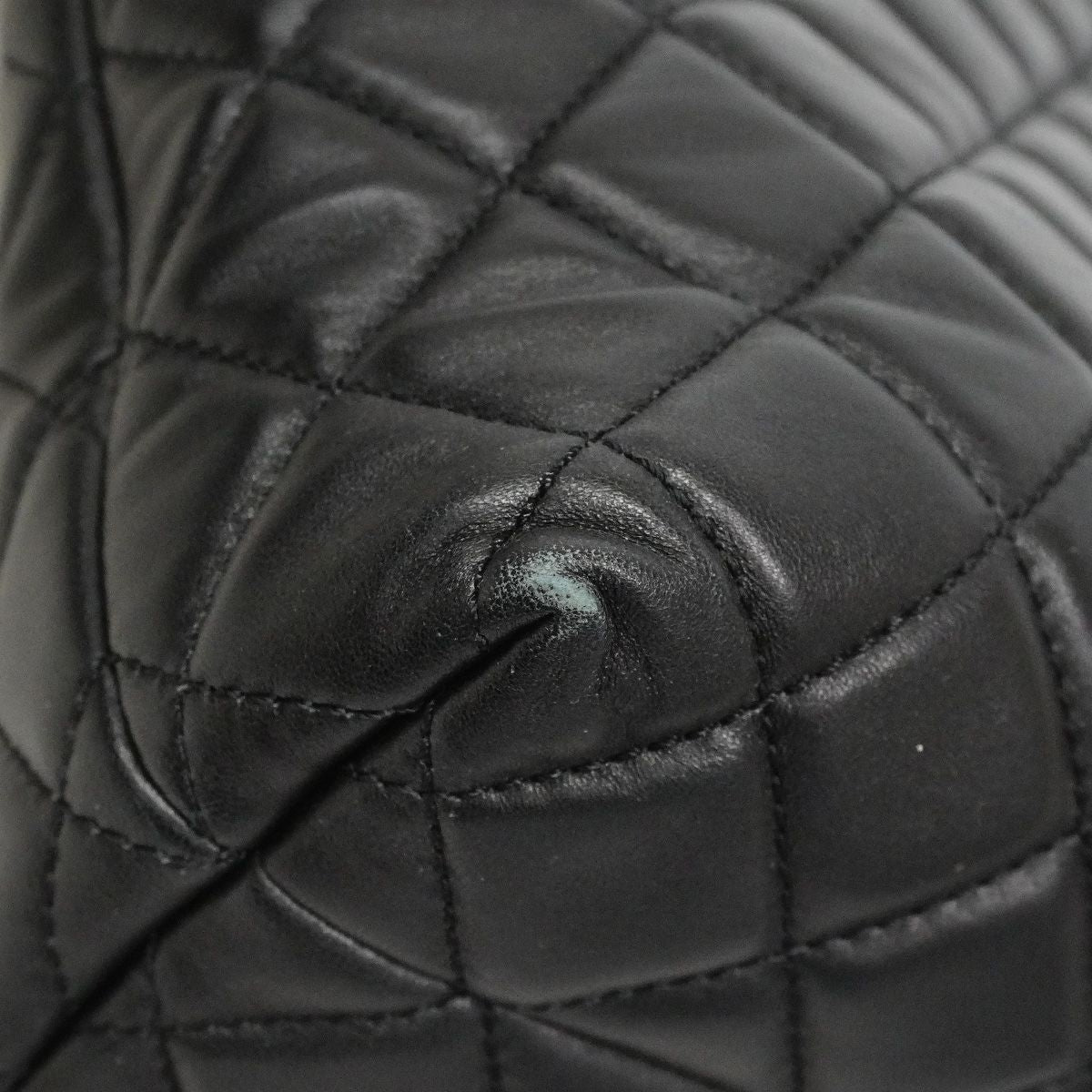 Chanel Tote Bag Quilted Lambskin Black Silver — view 6