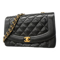 Chanel Shoulder Bag Diana Lambskin Black Gold