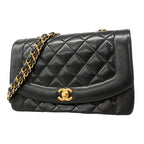 Chanel Shoulder Bag Diana Lambskin Black Gold