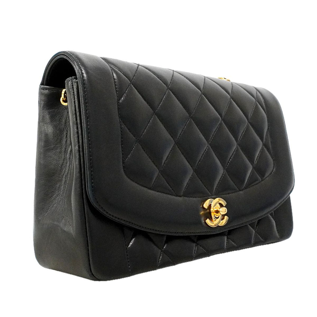 Chanel Shoulder Bag Diana Lambskin Black Gold — view 2
