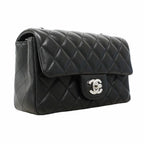 Chanel Shoulder Bag Mini Quilted Lambskin Black Silver — view 2