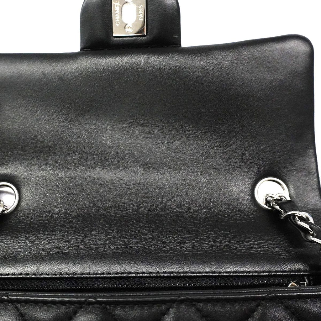 Chanel Shoulder Bag Mini Quilted Lambskin Black Silver — view 7