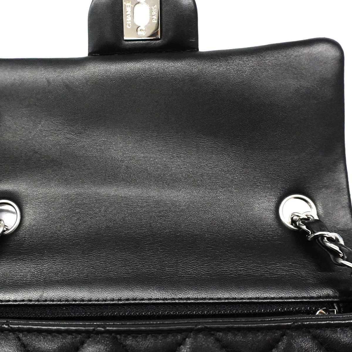 Chanel Shoulder Bag Mini Quilted Lambskin Black Silver — view 7