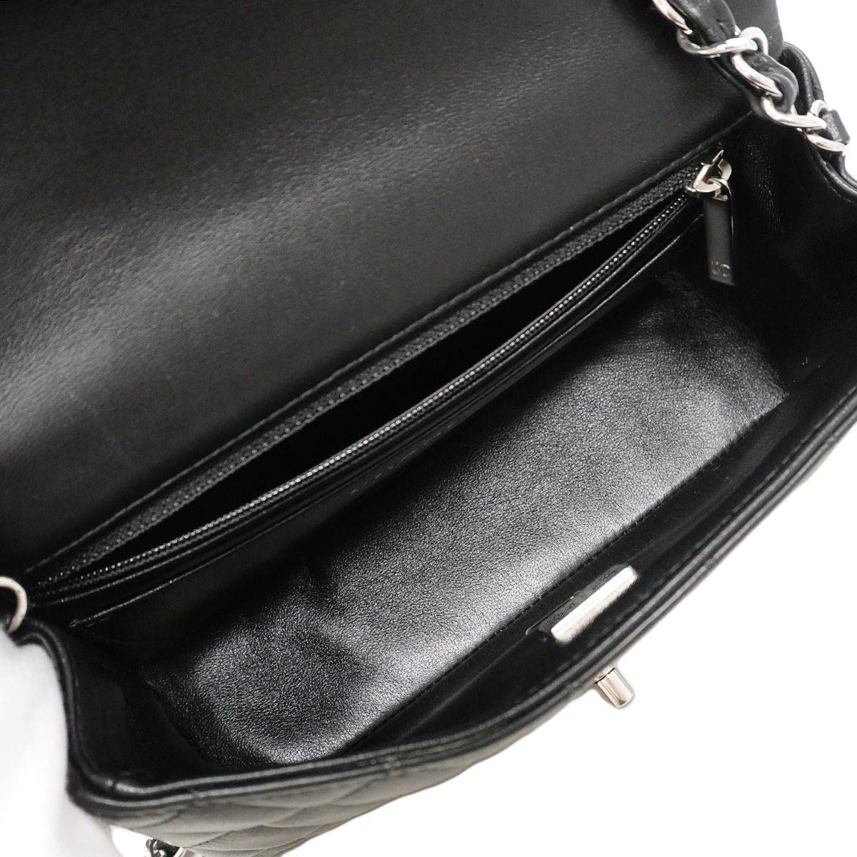 Chanel Shoulder Bag Mini Quilted Lambskin Black Silver — view 4
