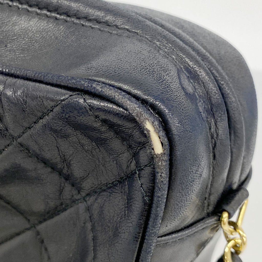 Chanel Shoulder Bag Quilted Lambskin Black Gold — view 6
