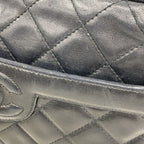 Chanel Shoulder Bag Quilted Lambskin Black Gold — view 8