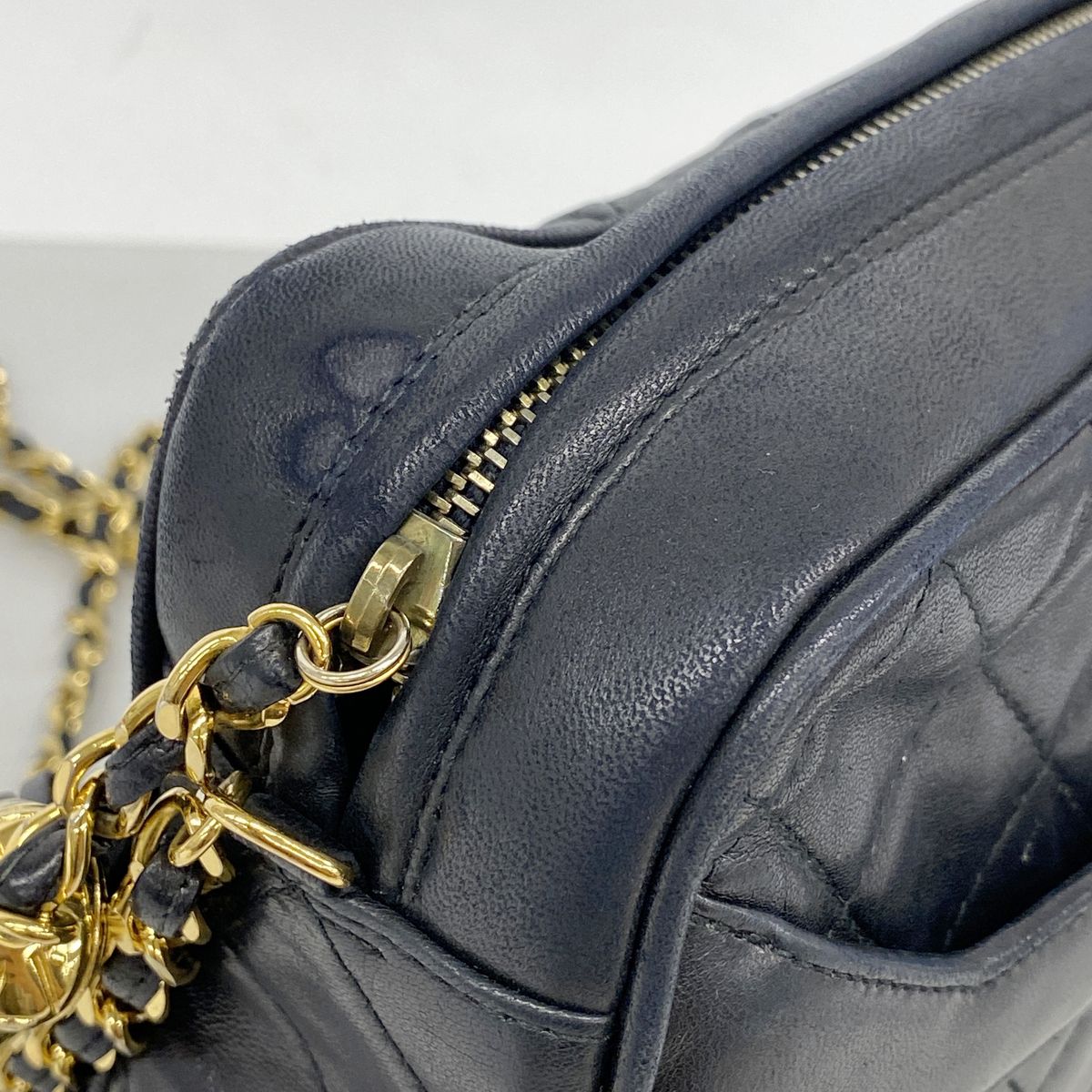 Chanel Shoulder Bag Quilted Lambskin Black Gold — view 7