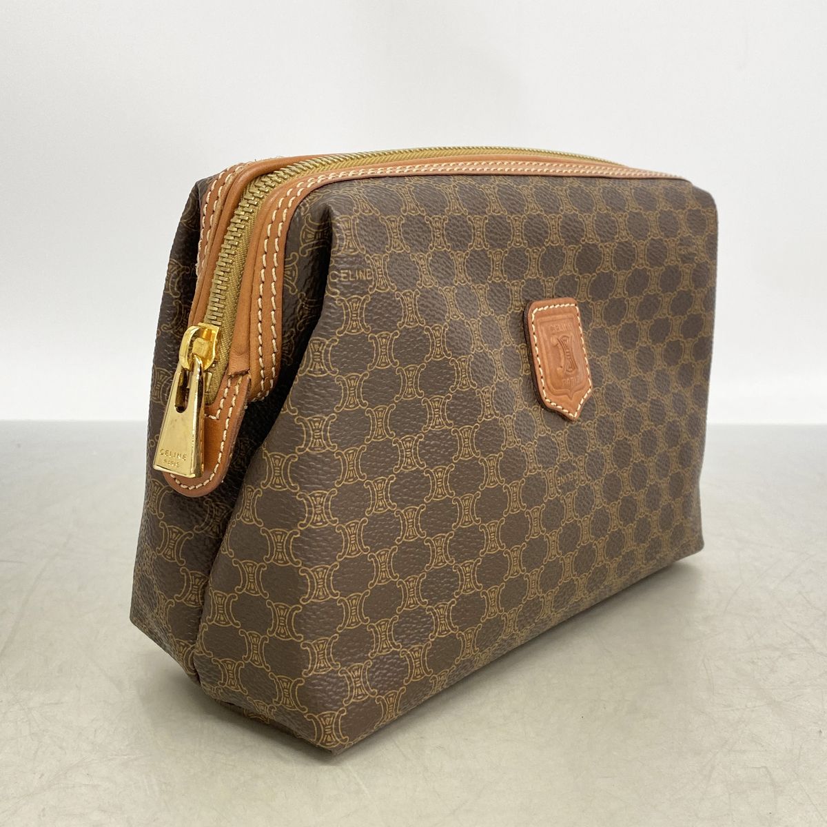 Celine Pouch Macadam Brown Gold — view 2