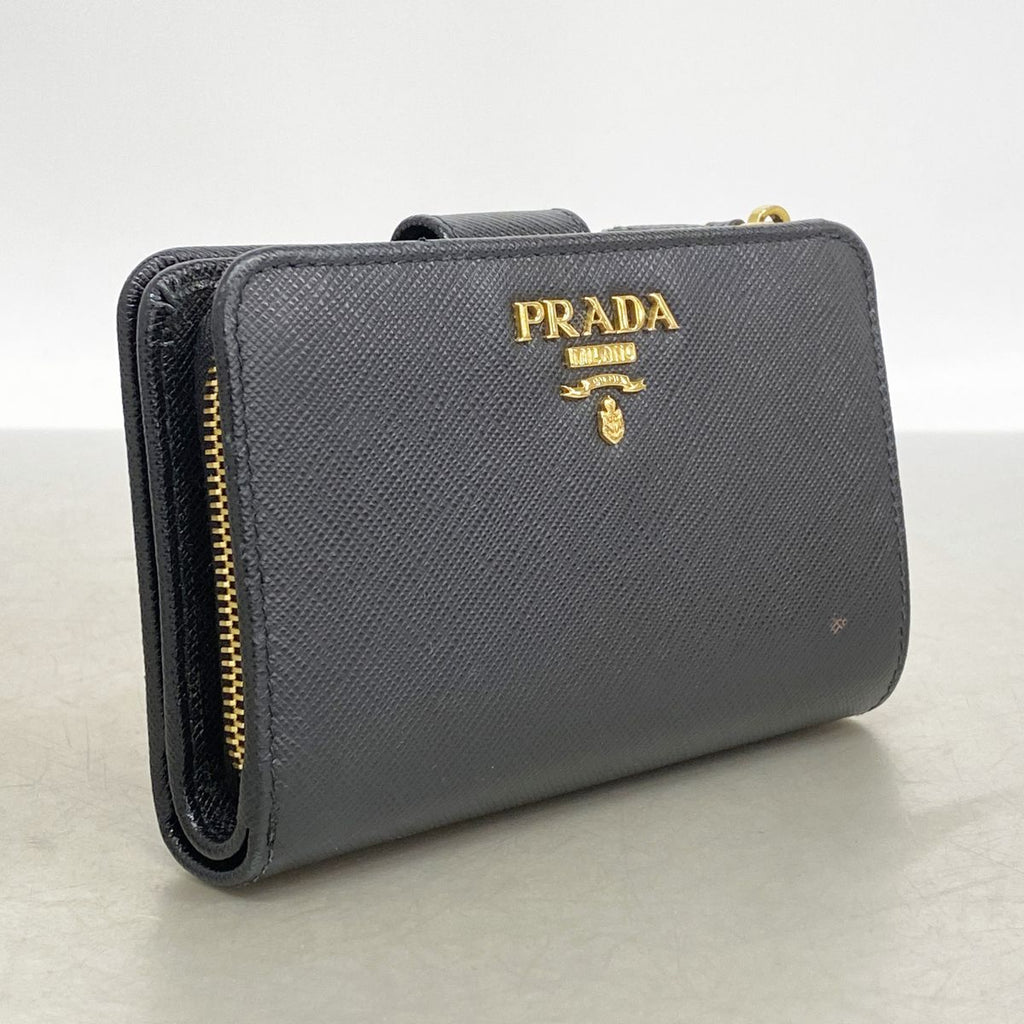 Prada Wallet Saffiano Leather Black Gold — view 2