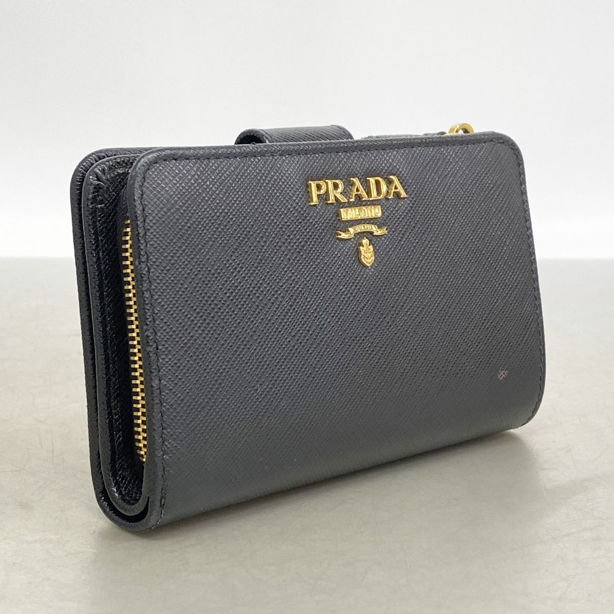 Prada Wallet Saffiano Leather Black Gold — view 2