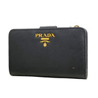 Prada Wallet Saffiano Leather Black Gold