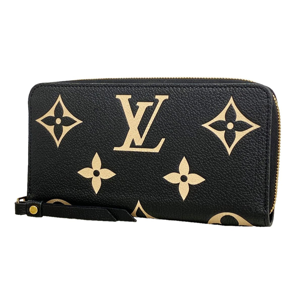 Louis Vuitton Wallet Monogram Empreinte Bicolor Zippy Black Beige