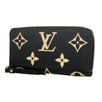 Louis Vuitton Wallet Monogram Empreinte Bicolor Zippy Black Beige