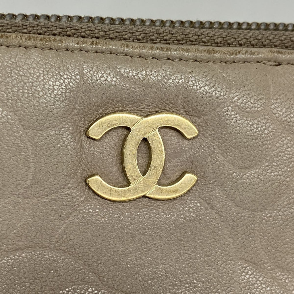 Chanel Coin Purse Camellia Lambskin Beige Gold — view 8