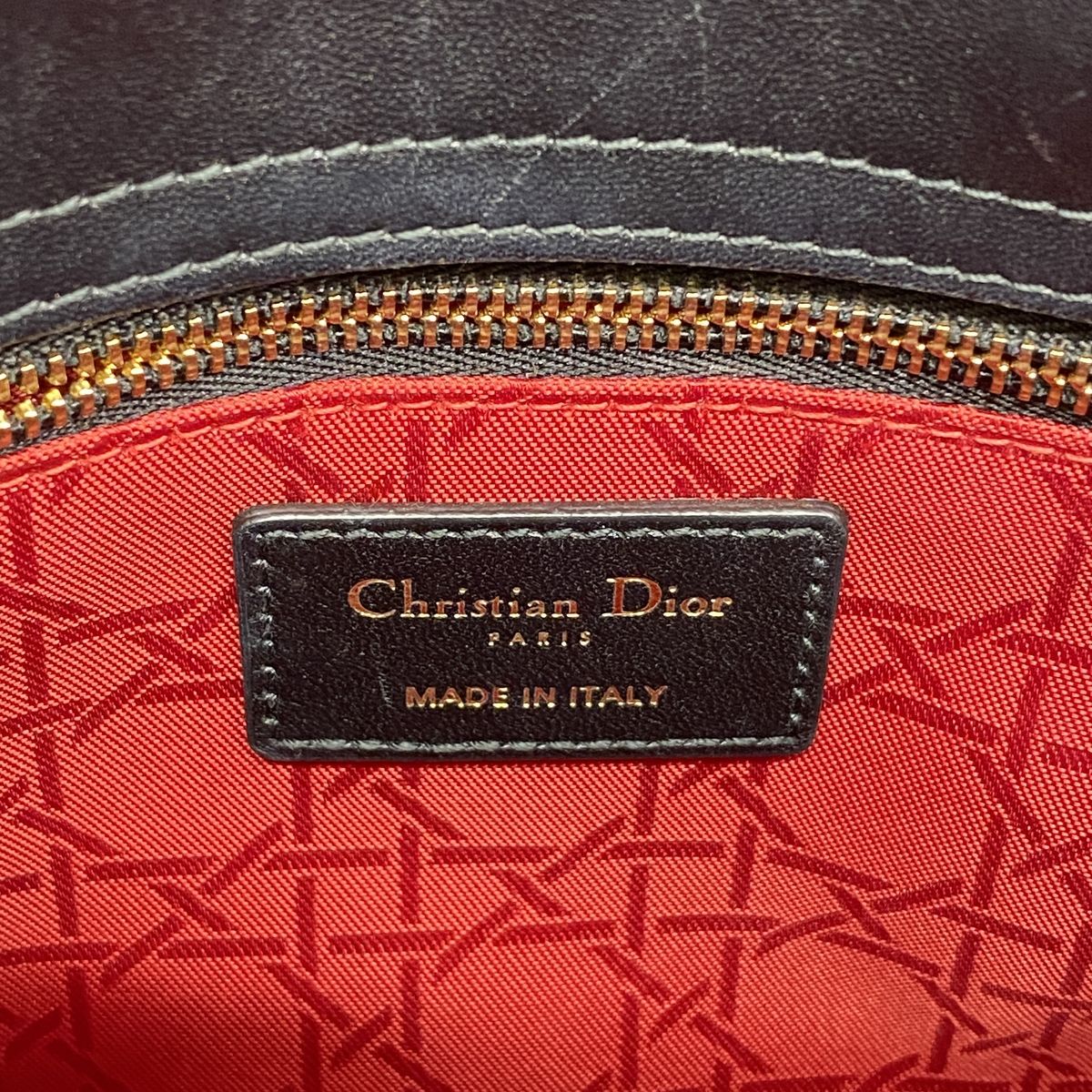 Dior Handbag Cannage Lady Leather Black Champagne Gold 2-Way Bag — view 5