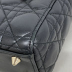 Dior Handbag Cannage Lady Leather Black Champagne Gold 2-Way Bag — view 6