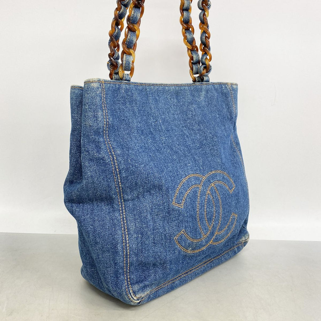 Chanel Tote Bag Denim Blue Gold — view 2