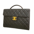 Chanel Business Bag Quilted Lambskin Black Gold
