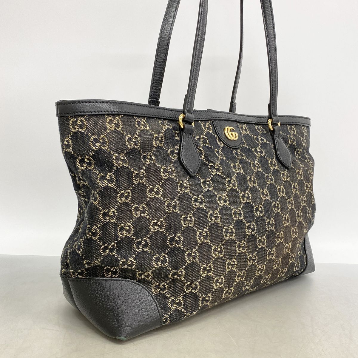 Gucci Tote Bag GG Marmont Denim Navy Gold — view 2
