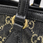 Gucci Tote Bag GG Marmont Denim Navy Gold — view 8
