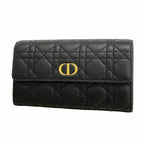 Dior Wallet Cannage Leather Black Gold